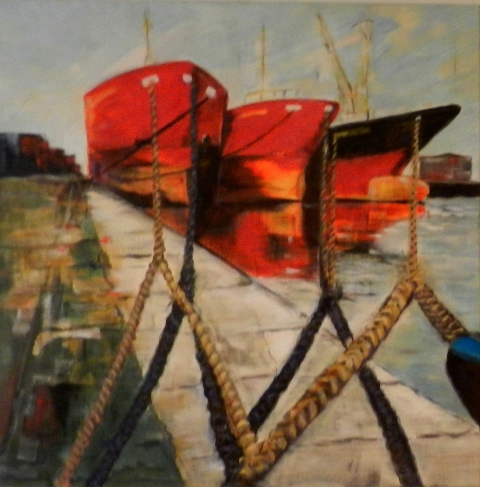 Aangemeerd  in Antwerpen AW60 -  80 x 80 cm