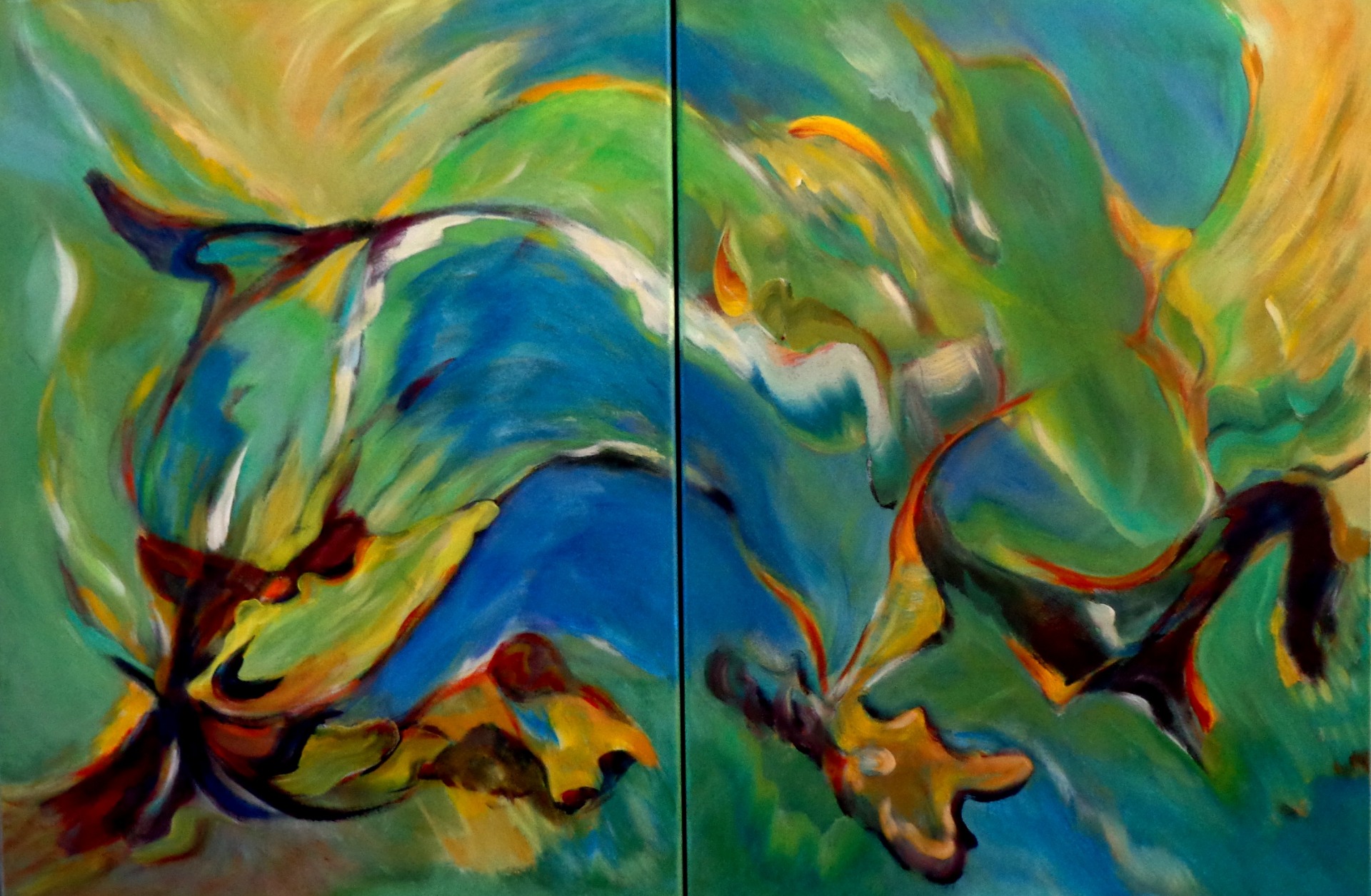 Abstract tweeluik AW94 - Acryl op doek 2 x 60 x 80 cm