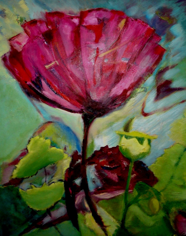 Papaver AW.. - Acryl op doek 60 x 80 cm