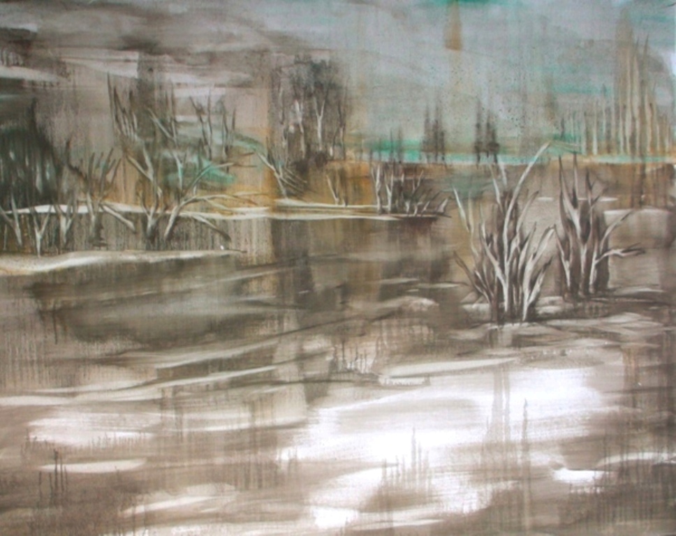 Verdronken Scheldeland - Olieverf op doek 80 x 100 cm 