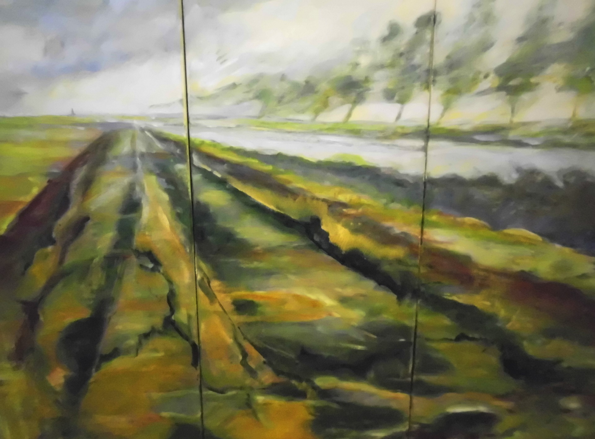 Langs de Damse vaart - Acryl op 3 luik 