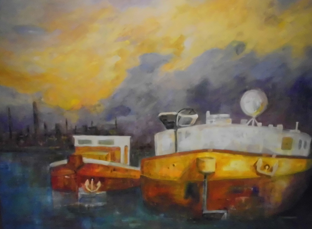 Avondzicht - Acryl op doek 100 x 120 cm