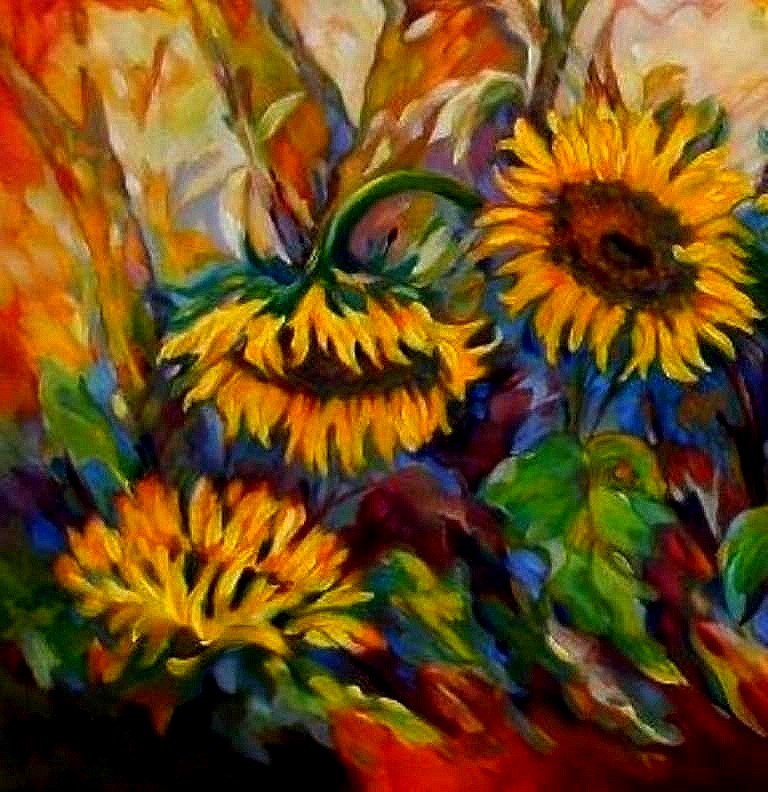 Zonnebloemen  - 100 x 100 cm 