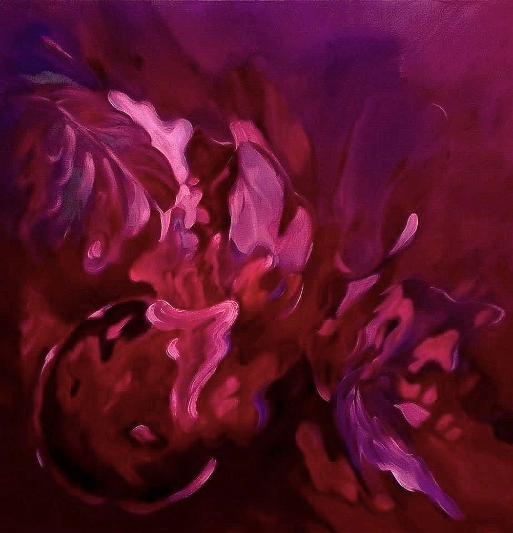 Rode kool abstract - 80 x 80 cm