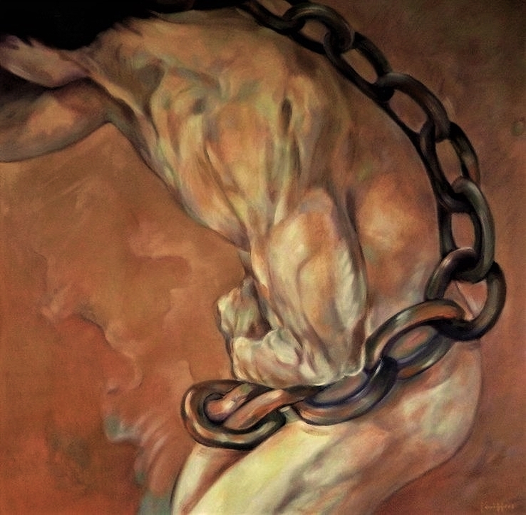 Geketend - 80 x 80 cm 