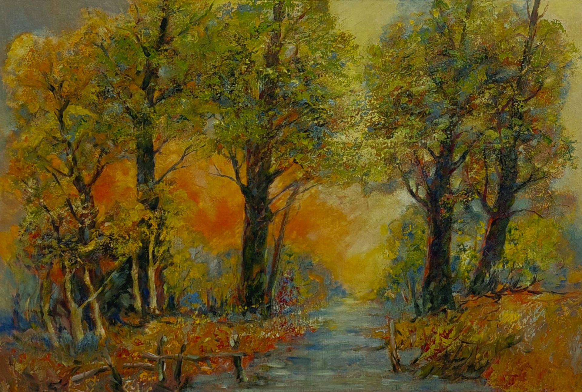 Avondrood - Olieverf op doek 80 x 120 cm 