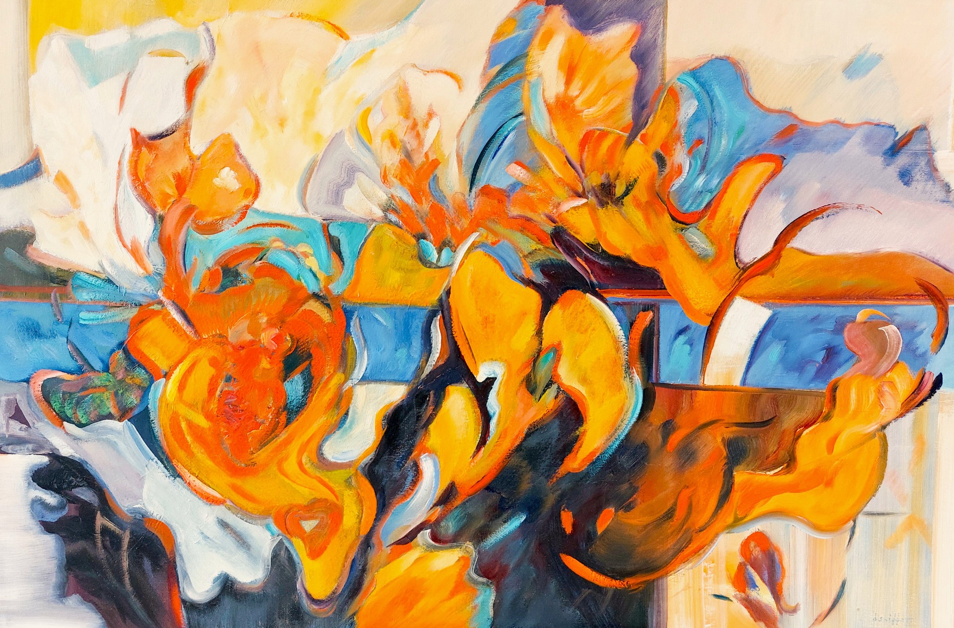 Avondrood abstract - Olieverf op doek 80 x 120 cm 